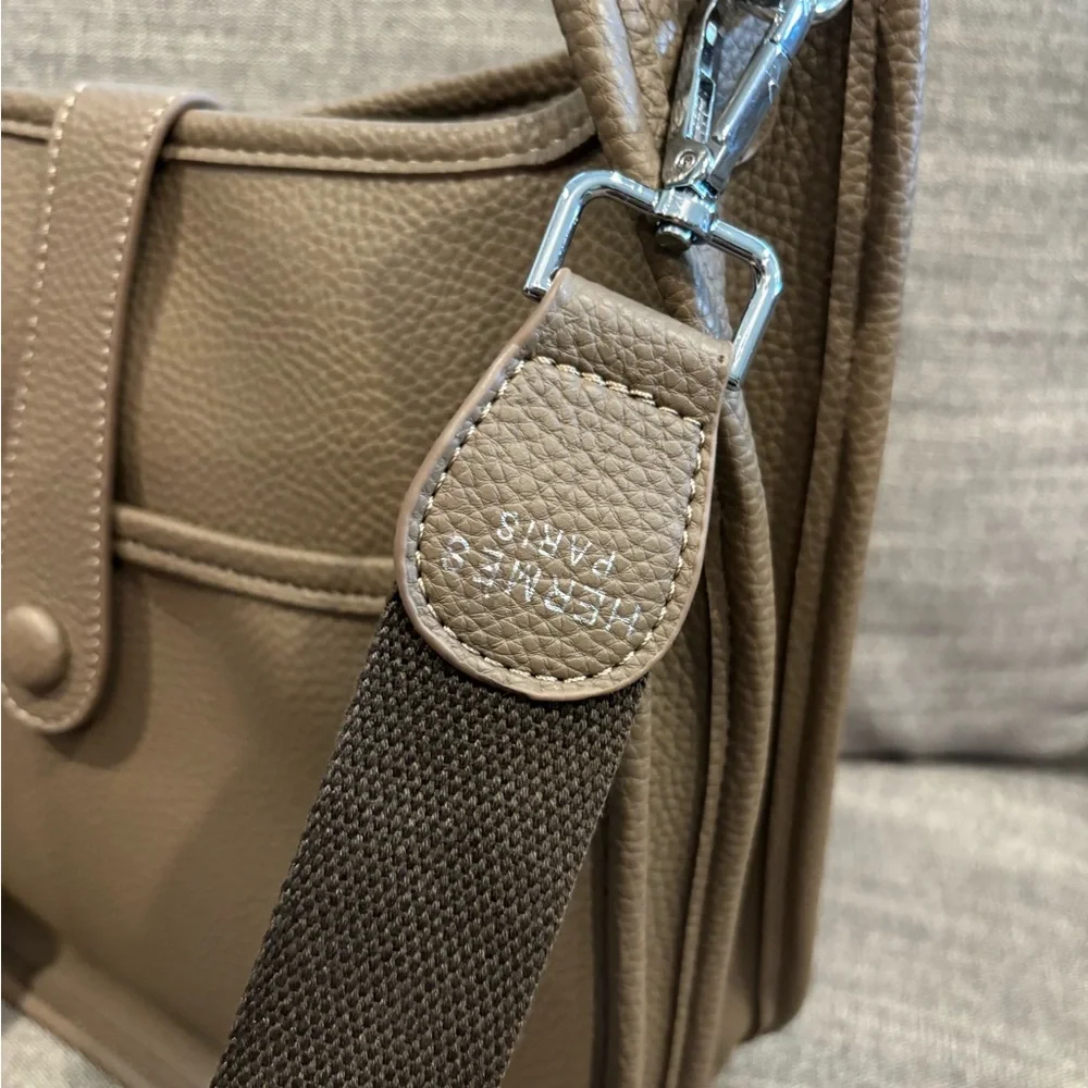 Khaki Leather Crossbody Bag